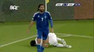 Georgios Samaras Zuti Karton  Emir Spahic Edin Dzeko Grčka  Bosna i Hercegovina [upl. by Casandra]