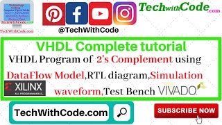 VHDL Code of 2s complement Gate using Dataflow model  RTLSimulation TB Waveform  VHDL Tutorial [upl. by Rez]