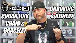 HELLOICE 18K GOLD CUBAN LINK CHAIN amp BRACELET UNBOXING amp REVIEW [upl. by Cannice]