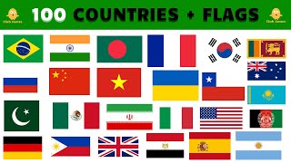 100 Countries and Flags in English [upl. by Kerin]