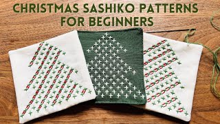 Christmas Sashiko patterns for beginners  simple and easy pattern for your handmade gifts [upl. by Acinad967]