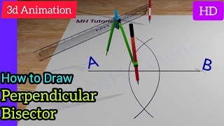 Perpendicular Bisector of a Straight Line Segment Construction of Line Bisector [upl. by Torto]