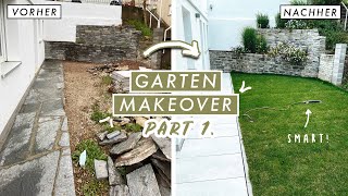 Garten Makeover  smarte Bewässerung installieren neuen Rasen anlegen  Fliesen amp Randsteine setzen [upl. by Scherle]