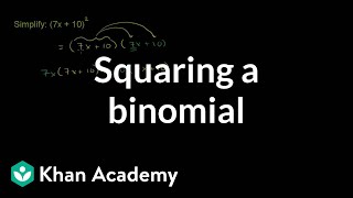 Squaring a binomial  Quadratics and polynomials  Algebra Basics  Khan Academy [upl. by Neret]