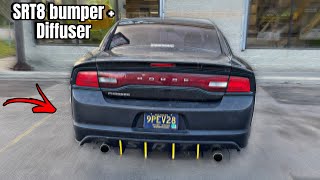 INSTALLING SRT8 Bumper  Diffuser on My DODGE CHARGER RT [upl. by Arorua]