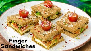 Pesto Paneer Finger Sandwiches  Sandwich Recipe  Breakfast Recipe  Flavourful Food [upl. by Goar720]