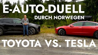 Das ultimative EAutoDuell durch Norwegen  Tesla Model 3 vs Toyota bZ4X [upl. by Alair]