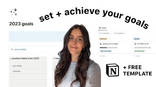 how to set amp achieve your goals with notion in 2023  FREE goal planning template [upl. by Leuqer]