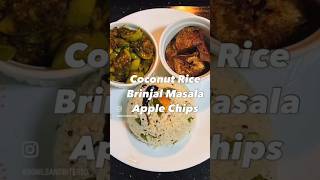 Coconut Rice with Brinjal Masala amp Apple Chips 😍 No Onion No Garlic Recipes for Navaratri YouTube [upl. by Manno]