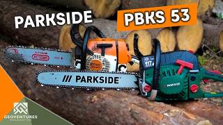 TEST Parkside Kettensäge PBKS 53 A2 mit 2kW vs Stihl MS260 [upl. by Dianemarie]