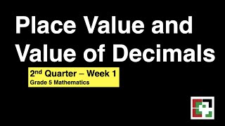 Math 5 Week 1  2nd Quarter  MELC Place Value and Value of Decimals [upl. by Einor]