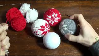 Pallina di Natale jacquard tutorial intro double point needles [upl. by Aivatahs881]