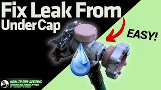 How To Fix Water Leak Under the Cap  EASY  Outdoor Hose Faucet Spigot  Replace Vacuum Breaker [upl. by Spiers100]