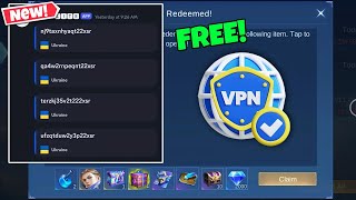 Get All ML Redeem Codes for Free Diamonds Skins amp Rewards Unlock Exclusive Rewards Using a VPN [upl. by Oibaf]