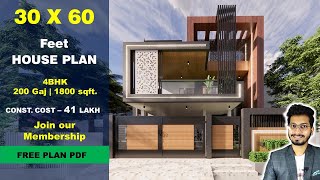 30x60  4 BHK House plan  200 Gaj  1800 sqft  3060 house plan 3d  DV Studio [upl. by Zadoc235]