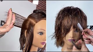 How to cut a Layered bob haircut tutorial with a Razor  Square Layered Cutting Techniques [upl. by Leinnad]