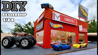 DIY 164 scale car dealership diorama display Hot Wheels garage [upl. by Kus181]