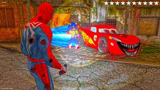 CORRIDA COM SONIC3XE VS MCQUEENEX3 e HOMEM ARANHA no GTA 5 [upl. by Aluk]