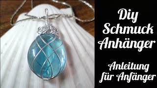 DIY Schmuck Anleitung für Anfänger Deutsch  AluminiumDraht Anhänger mit GlasCabochon [upl. by Brouwer]