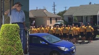 98YearOld World War II Vet Tears Up When Navy Sailors Surprise Him With Song [upl. by Robinetta851]