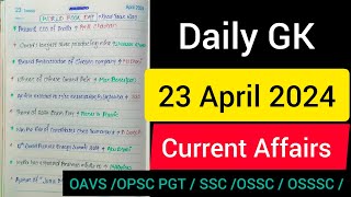 GK and current affairs  23 April 2024 Current Affairs April Month Current Affairs SST with SURESH [upl. by Acebber]