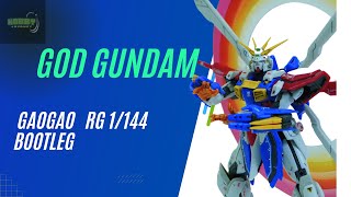 Review Gaogao RG 1144 God Gundam with Light Effect Bootleg [upl. by Eellah154]