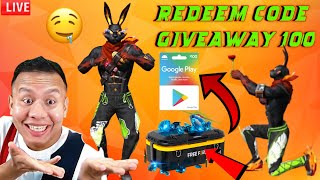 free fire live 🥰 redeem code giveaway 100 RS [upl. by Esenaj174]