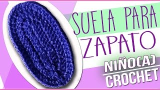 Suela Para Zapatos  Tejidos a Crochet Para Niñoa de 18 a 24 meses [upl. by Afas688]