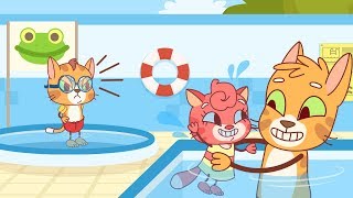 Cat Family  Cartoon for Kids  New Full Episodes 7  Kitten Learns to Swim [upl. by Manus]