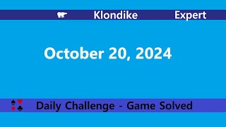 Microsoft Solitaire Collection  Klondike Expert  October 20 2024  Daily Challenges [upl. by Nahum]