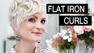 How to Style Short Hair  Flat Iron Curls [upl. by Zola]