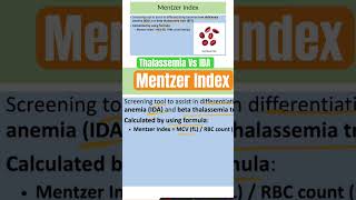 Mentzer Index Beta Thalassemia Trait vs Iron Deficiency Anemia MentzerIndex irondeficiency [upl. by Oiramel]