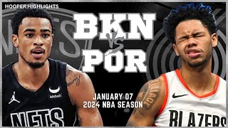 Brooklyn Nets vs Portland Trail Blazers Full Game Highlights  Jan 7  2024 NBA Season [upl. by Ludwigg]