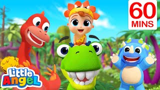 Dinosaur Adventures with Baby John TRex and Animals  Little Angel Kids Songs amp Nursery Rhymes [upl. by Anayt]