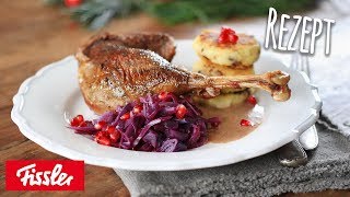 Leckeres Weihnachtsessen Knusprige Gänsekeule mit Rotkohl kochen [upl. by Morgun837]