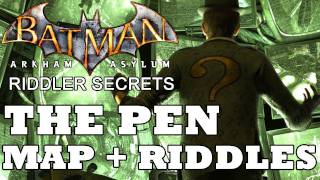 Batman Arkham Asylum Penitentiary Secret Map Location and Riddle Solutions [upl. by Enyala]