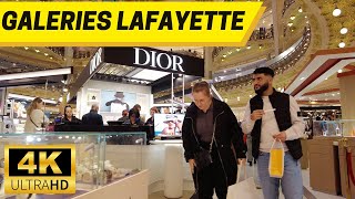 Les Galeries Lafayette Haussmann Paris Walking Tour【4K 60fps】 🇫🇷 France luxury shopping mall [upl. by Rotceh]