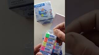 Doms Long Coloured😱🤩 Erasers 20 Pieces Pack Unboxing Video Erasers stationery [upl. by Henriques104]