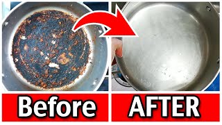 How To Clean Burnt Stainless Steel Pan [upl. by Eessej]