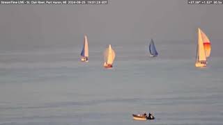 Sailboats on Lake Huron just outside of the Bluewater Bridge in Port Huron on Sept 25th 2024 [upl. by Niad556]