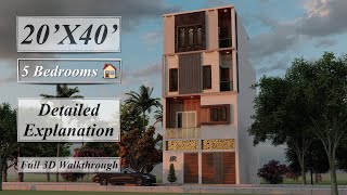 20X40 Feet Triplex House Design  800 Sqft House Plan  6X12 Meters House Design with Detailed Plan [upl. by Danila903]