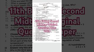 11th Biology Second Midterm Original Question Paper 2024 [upl. by Myles]