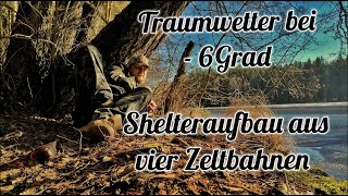 Aufbauvariante einer sicheren Unterkunft für Bushcraft Tarp Basha [upl. by Sillaw]