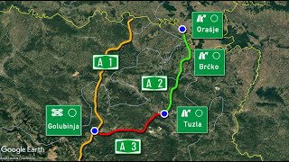 Autocesta A2  TUZLA  MAOČA Pregled trase i vrijeme putovanja [upl. by Orsa]