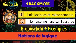 Le raisonnement par l’absurde — Lois logiques et raisonnements — Logique mathématique —1 BAC SMSE [upl. by Nnylatsyrc]