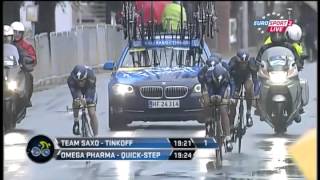 Tirreno  Adriatico 2013  Stage 1 Eng [upl. by Ynaffik]