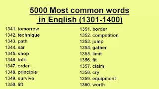 5000 Most common words in English 13011400 [upl. by Nyladnek]