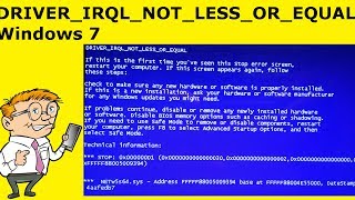 How To Fix DRIVERIRQLNOTLESSOREQUAL Windows 7  Stop Code 0x000000d1 [upl. by Anor]