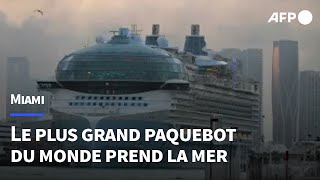 Le plus grand paquebot du monde prend la mer depuis Miami  AFP [upl. by Gomer381]