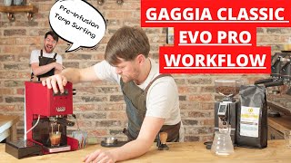 Gaggia Classic 2023 Pro Evo Workflow Preinfusion Temp Surfing amp Milk Steaming No Cuts [upl. by Faro]